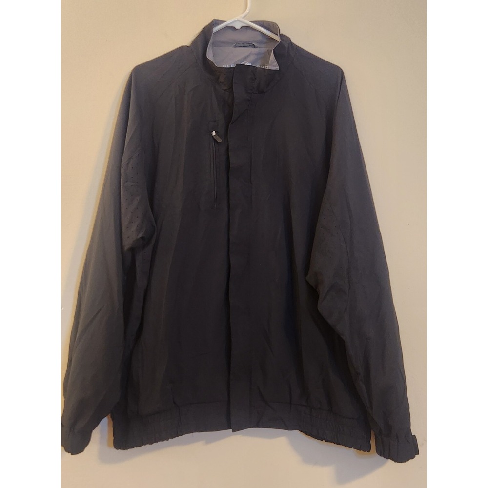 Glen Echo Golf Jacket Mens Large Black Full Zip Windbreaker Perforated RN103107